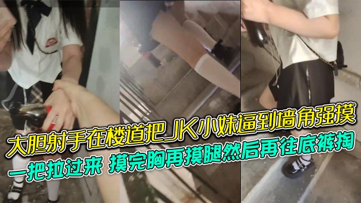 大胆射手在楼道把JK小妹逼到墙角强摸一把拉过来摸完胸再摸腿然后再往底裤掏牛逼封面图